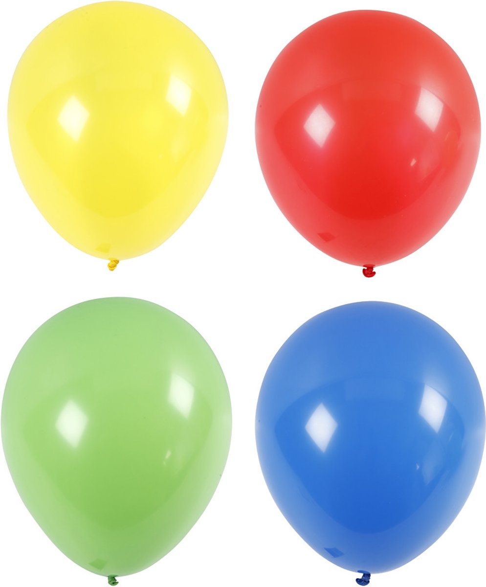 Ballonnen, blauw, groen, geel, rood, d: 41 cm, giga, 4stuks [HOB-59183]